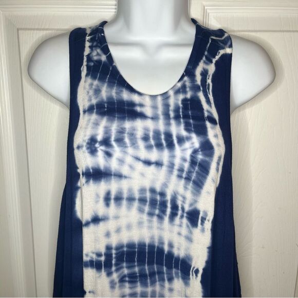 Young Fabulous & Broke Tie Dye Racerback Draped Armholes Maxi Dress Blue M NWT - Picture 2 of 8